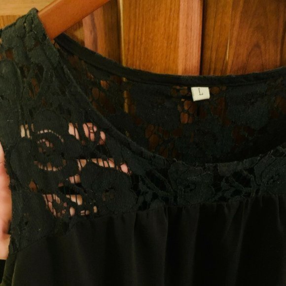 Unbranded | Little Black Dress Sleeveless with Lace Accents | Size L - Picture 4 of 12